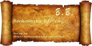 Benkovszky Bács névjegykártya